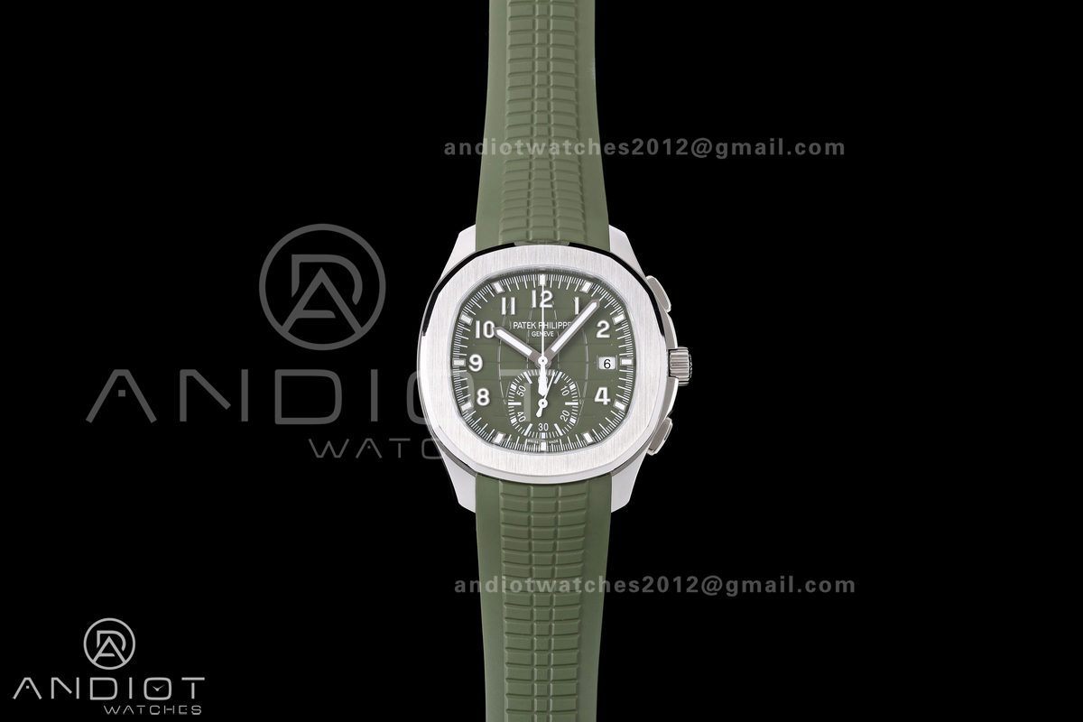 Aquanaut 5968 SS DDF 1:1 Best Edition Green Dial on Green Rubber Strap A520